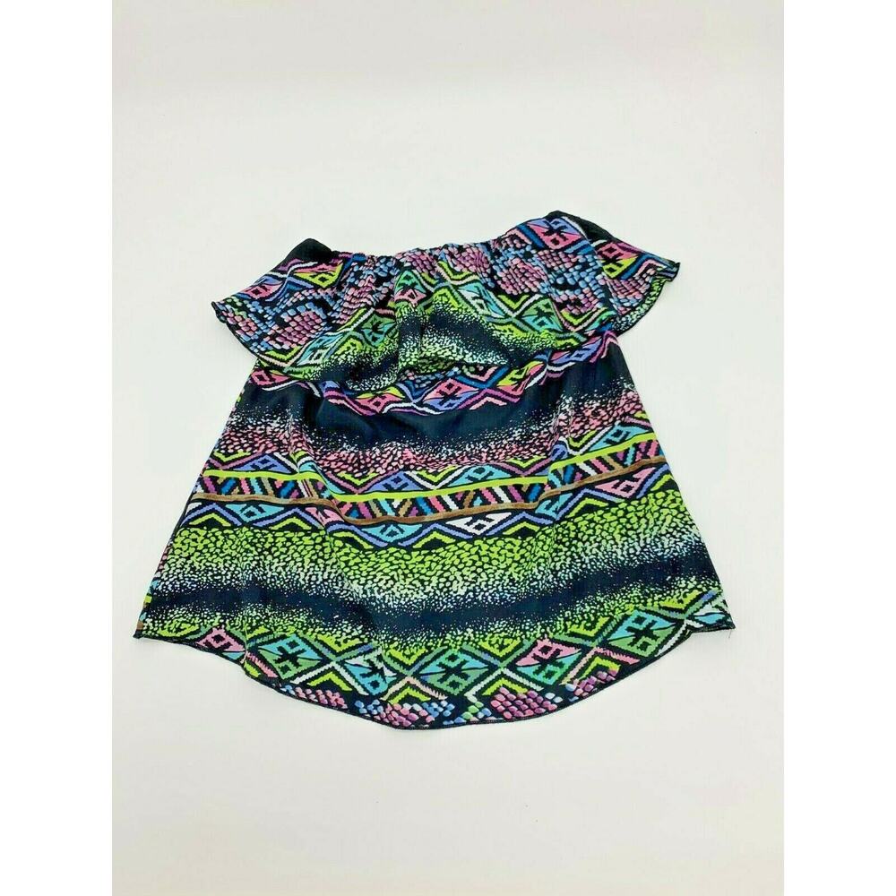 Ocean Drive Clothing Co. Neon Multicolor Printed Strapless Top Size Medium